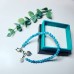 Aquamarine beaded bracelet 4mm Horseshoe charm