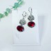 Faceted Red Rhinestone earrings with a tree of life symbol
