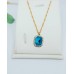 Aqua Blue Rhinestones pendant with gold color chain