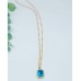 Aqua Blue Rhinestones pendant with gold color chain