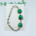 Malachite with Rhinestones silver color plated bracelet