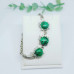 Malachite with Rhinestones silver color plated bracelet