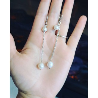 Long Freshwater Pearl chain earrings