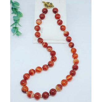Carnelian beaded Toggle Clasp necklace 10 mm