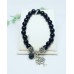 Black Agate beaded bracelet with Tree of Life Charm 8 mm