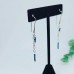 Faceted Sapphire color Quartz extra thin Stainless steel chain earrings