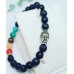 Lava Stone, Black Agate, 7 chakra crystals Buddha charm Unisex bracelet