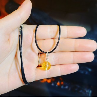 Citrine beaded Pendant with a black cord
