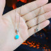 Faceted Turquoise Zirconia Stainless steel clasp pendant and a chain