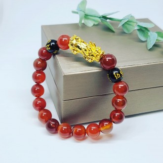 Red Agate Mantra Pixiu Feng Shui bracelet 10 mm