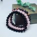 Black Agate, Rose Quartz and Rhodonite set of 3 bracelets 8 mm