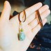 Faceted Moss Agate, Unakite pendant with PU Leather brown cord