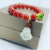 Red Agate Bracelet with White Jade Buddha charm 14 k gold plated