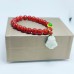 Red Agate Bracelet with White Jade Buddha charm 14 k gold plated