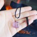 Amethyst square Pendant with a black cord