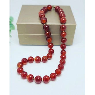Red Agate beaded necklace 10 mm