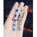 Blue Teardrops Rhinestones long festive earrings