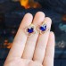 Blue and Clear Flower shape Studded earrings