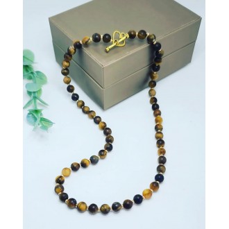 Matte Tiger Eye Heart Clasp necklace 6 mm