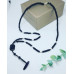Matte Black Agate, SIlver Hematite,  Blue Goldstone necklace with pendant
