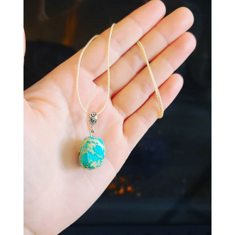 Blue Imperial Jasper Pendant with a cord