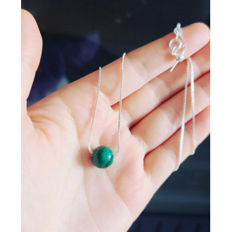 Natural Malachite stainless steel chain Pendant