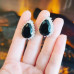 Black Rhinestones teardrop silver tone earrings