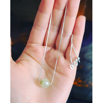 Faceted Prehnite Stainless Steel chain Pendant