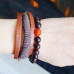 Garnet, Red Agate and PU Leather bracelet set