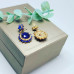 Blue Rhinestones flower dangling earrings