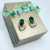 Green Rhinestones gold tone Latch Back Earrings