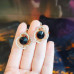 Black Rhinestones flower gold tone earrings