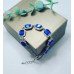 Blue Rhinestones rectangular shape silver tone bracelet
