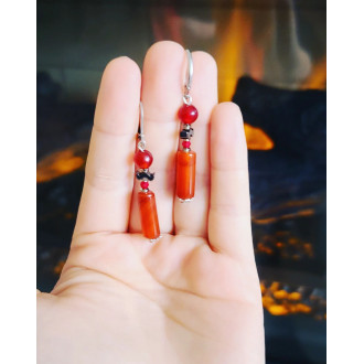 Red Agate, Hematite red earrings