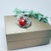 Faceted Red Coral (lab created) apple shaped ring size 9.5