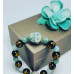 Burma Jade, Black Obsidian Mantra , Laughing Buddha charm bracelet