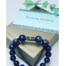 Lapis Lazuli, Black seeds Zirconia Stainless steel charm beaded bracelet 10 mm