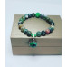 Moss Agate, Malachite charm bracelet 8 mm