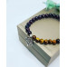Garnet, Tiger Eye Laughing Buddha and Tree of Life charm bracelet 6 mm