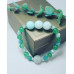 Matte Amazonite, Green Aventurine, Faceted Aquamarine Quartz, and White Jade bracelet