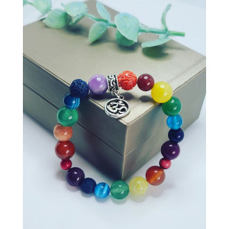 7 Chakra Crystals with Om charm bracelet