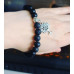 Matte Black Agate and Lava Stone Tree of Life charm Men's Unisex bracelet 8 mm