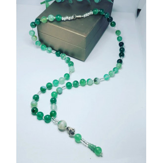 Green Lace Agate Buddha charm necklace