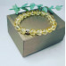 Citrine beaded golden tone charm Unisex bracelet 10 mm