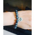 Labradorite Lotus Charm beaded Unisex Men's Women's bracelet 10 mm
