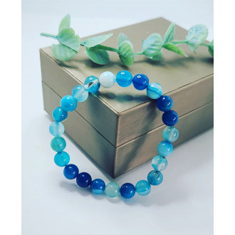 Blue Lace Agate beaded bracelet 8 mm