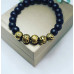 Matte Black Agate and Gold color Lava Stone Men's Unisex bracelet 8 mm