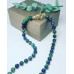 Azure Malachite heart gold plated clasp necklace 8 mm