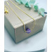 Amethyst Bead gold tone Stainless steel chain necklace