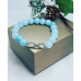 Aquamarine Quartz Zirconia Stainless steel charm bracelet 10 mm